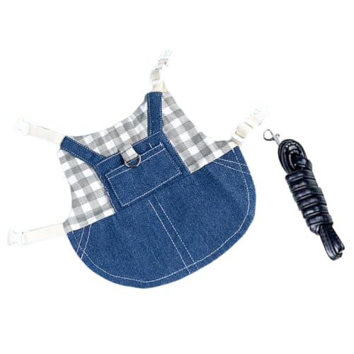 Happyyami Meerschweinchen Kaninchen Kleidung Kleine Haustierleine Hasen-Cosplay Denim-kaninchenkleid Kleines Hasengeschirr Geschirrset Für Kleine Haustiere Hasenkleidung Hundeleine Stoff von Happyyami