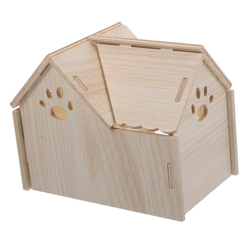 Happyyami Meerschweinchen-Labyrinth fangen Heu Frettchenkäfig Hund Chinchillakäfig Rennmaus hamsterhaus Hamster kleintierhaus Rattenversteck aus Holz Kleintierversteckhütte hölzern von Happyyami