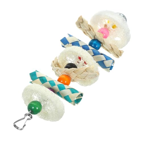 Happyyami Papagei Kauspielzeug Papagei hängendes Beißspielzeug Vogel-Molar-Spielzeug vogelkäfig zubehör vogelzubehör für käfig Bissfestes Vogelspielzeug Käfig hängendes Spielzeug hölzern von Happyyami