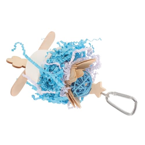 Happyyami Papagei Spielzeug Vogel-Luffa-Spielzeug Kauspielzeug für Vögel Vogelschaukel vogelkäfig zubehör vogelzubehör für käfig Papageienzubehör Zubehör für Sittichkäfige hölzern Sky-Blue von Happyyami