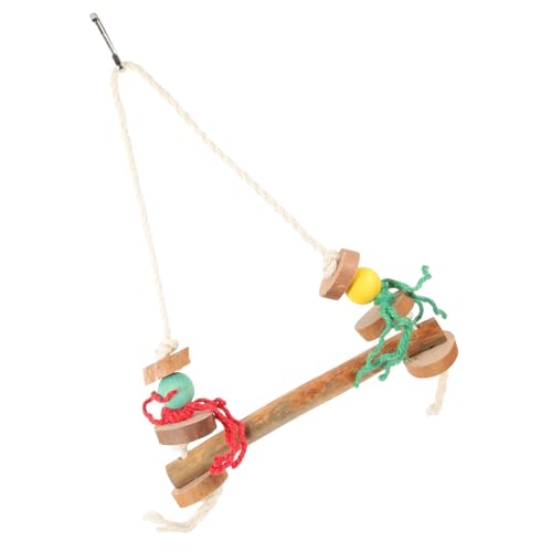 Happyyami Papagei Vogel Holzschwung Spielzeug Einzigartige Form Swing Hanging Spielzeug Vogel Käfig Accessoire von Happyyami