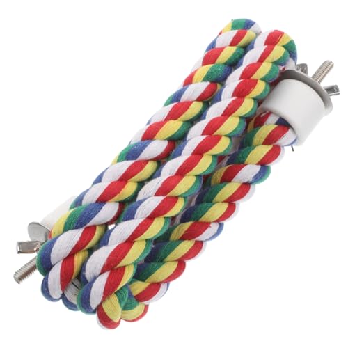 Happyyami Vogel Seil Sitzstange Stehen Papagei Nymphensittich Sittich Spielzeug Bunte Baumwolle Klettern Seil Käfig Zubehör von Happyyami