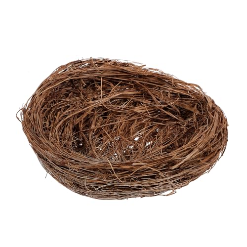 Happyyami Papageienbett Vogelbett für Wellensittiche Vogelbett für Nymphensittiche Rattan-Vögel gefälschte Vögel Nest Natürliches Vogelhaus Rattan-Vogel Käfigzubehör Papageienzubehör Hölzern von Happyyami