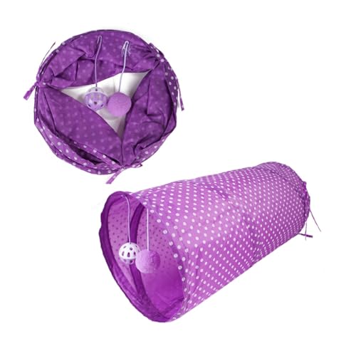 Happyyami Pet-Tube-Spielzeug Katzentunnel Drinnen Zubehör Für Haustierspielzeug Weihnachtliches Katzenspielzeug Katzenspieltunnel Crinkle-Tunnel Für Katzen Haustierzubehör Faltbar Violett von Happyyami