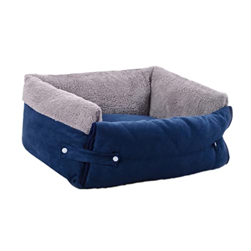 Happyyami Quadratisches Schlafsofa für Hunde hundebetten haustierbett Dog beds Dog mat waschbares hundebett Haustier-Couch Clamshell-Schlafsofa für Hunde Multifunktionaler Blue von Happyyami