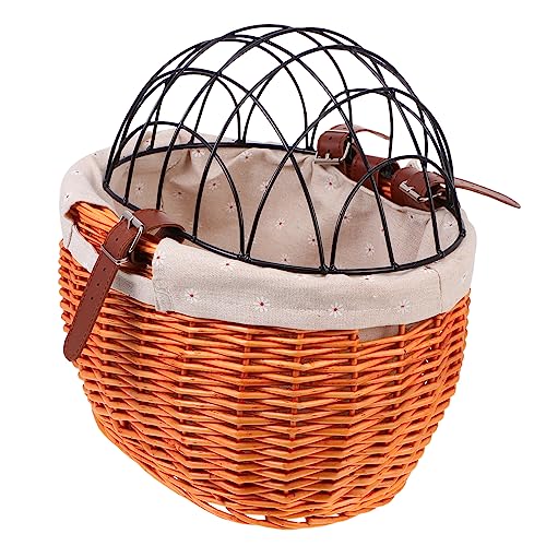 Happyyami Rattan Fahrradkorb Für Haustiere Stabiler Und Handgewebter Korb Für Hunde Und Katzen Ideal Für Lenker Oder Gepäckträger 1 Stück Holzfarbe Leicht Und Langlebig von Happyyami