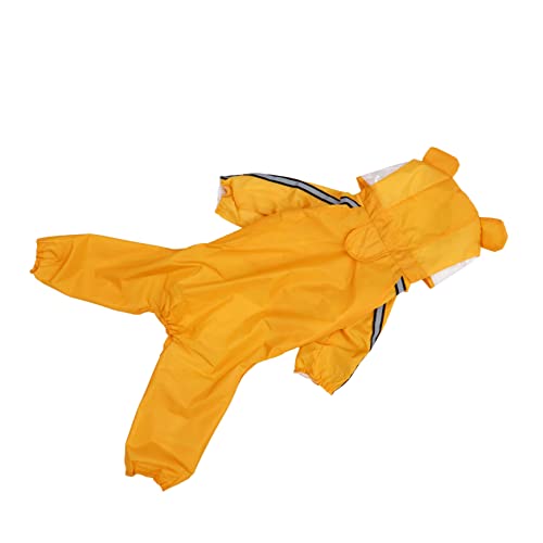 Happyyami Regenmantel Für Haustiere Im Freien Hund Hundekleidung Hundebad Hündchen Kühlweste Für Haustiere Tierhaarentferner Kleiner Hund Regenmantel Regenjacke Haube Gelb Stoff Yellow von Happyyami