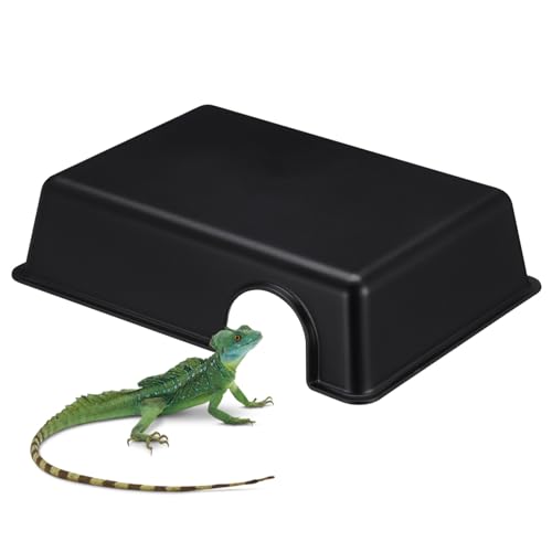 Happyyami Reptilien verstecken Sich in Höhlen Dino Schlangenzubehör für Ball Loch verstecken Leopard Scorpion scorpien schleichtiere Snack-Versteckhöhle Höhlenschutz Plastik Black von Happyyami