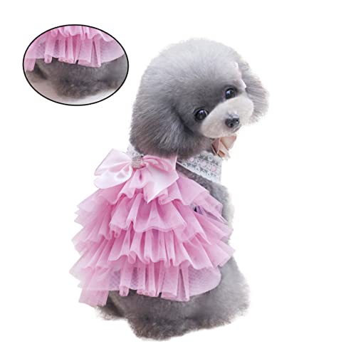 Happyyami Rock Hund Fliege Hundepyjama Fliege Für Hunde Spitzenkleid Für Hunde Tutu Für Hunde Hund Prinzessin Kleid Hund Tuch Hundehemden Hunde-Pyjama Haustiere Smoking Katze Hundeshirt Rosa von Happyyami