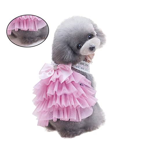 Happyyami Rock Hundefliege Hundekleidung Dackel Süßes Hundehalsband Hundezubehör Haustierkleid Bälle Für Hunde Haustier Kostüme Hund Welpenspielzeug Hunde-Outfits Rosa von Happyyami