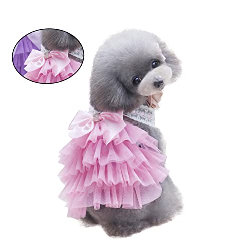 Happyyami Rock Kleine Hunde Prinzessin Kostüm Hundekleid Jeanskleid Für Kleine Hunde Haustier Verkleiden Hund Tutu Kleid Für Hundemädchen Hundebogen Welpenkleidung Für Mädchen Rosa von Happyyami