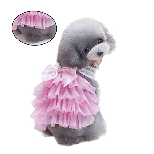 Happyyami Rock Tutu-Kleid für Haustiere Welpenkleidung für Mädchen Spitzenkleid für Welpen Haustier Hund Kleid Haustier Bowknot Kleid für Hund Hundekleid Kleid mit Bowknot für Haustiere Rosa von Happyyami