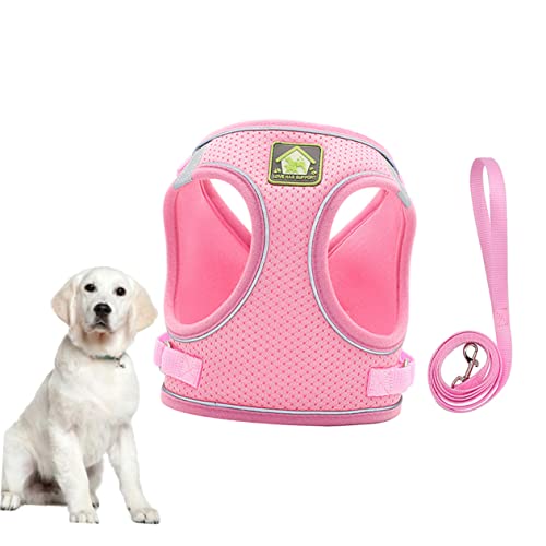 Happyyami Satz Reflektierender Welpen-brustgurt Geschirr Für Kleine Hunde Brustgeschirr Für Haustiere Laufweste Für Welpen Outdoor-Weste Reflektorweste Trageschlaufe Für Kleine Hunde Rosa von Happyyami