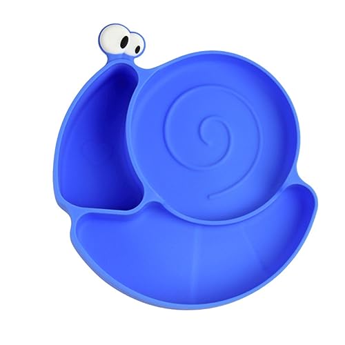 Happyyami Schale für Nahrungsergänzungsmittel Teller Tier Geteilte Platte Babynapf Schale Keksplatte babygeschirr babybesteck Blaue Babynapf aus Silikon Futternapf aus Silikon Kieselgel Blue von Happyyami