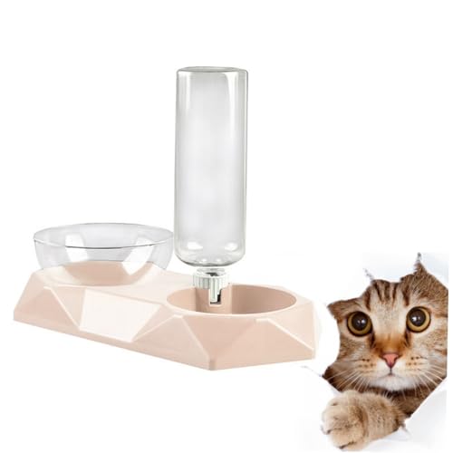 Happyyami Schüsseln für Haustiere verstellwinkel pet Feeder automatischer wasserspender Automatic Water Dispenser wasserschüssel katzennäpfe Futternapf für Haustiere Katzennapfständer Rosa von Happyyami