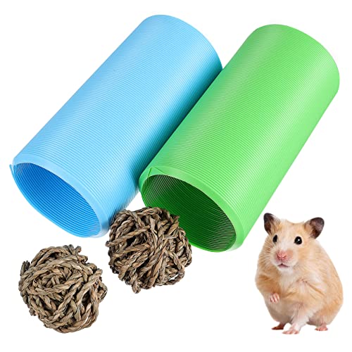 Happyyami Teleskoprohr Spielzeug Für Haustiere Hamsterröhren Hamsterversteck Tunnel Hamsterspielzeug Rennmaus-Tunnel Haustier Versteckt Kaninchen Ruhematte Großer Hamsterkäfig Ball: Gras von Happyyami