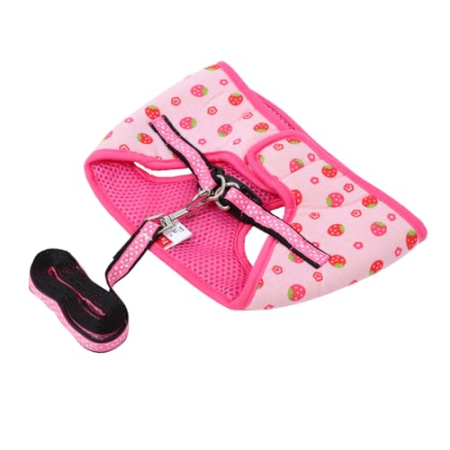 Happyyami Traktionsgeschirr-Set hundegurt hundelaufband Hundezubehör Hundeschlingen für mittelgroße Hunde Leine für Hunde und kleine Haustiere Hundeleine mit Erdbeermuster Polyester von Happyyami