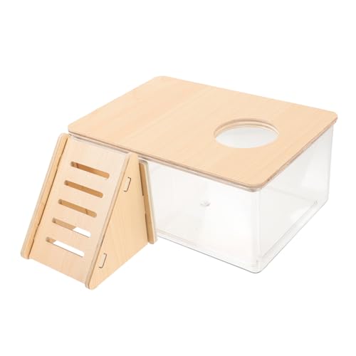 Happyyami Große Hamster Sandbad Box Transparentes Badezimmer Für Hamster Und Meerschweinchen Mit Holzleiter Mittelgröße + Sandbad Plattform von Happyyami