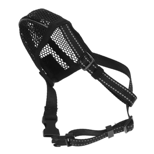 Happyyami Verstellbarer Maulkorb Für Hunde Pflegende Schnauze Hundedecke Mesh-maulkorb Großer Hundemaulkorb Beißende Schnauze Kauende Schnauze Haustiermaske Black Polyester von Happyyami