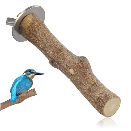 Happyyami Vogelkrallenschärfer Vogelkäfig Vogel Stehen Vogelstangen für Papageien Nymphensittiche Spielzeug Hängematte Vogelbarsch Holzstangen Stehen Stangenhalter aus Holz Rostfreier Stahl von Happyyami