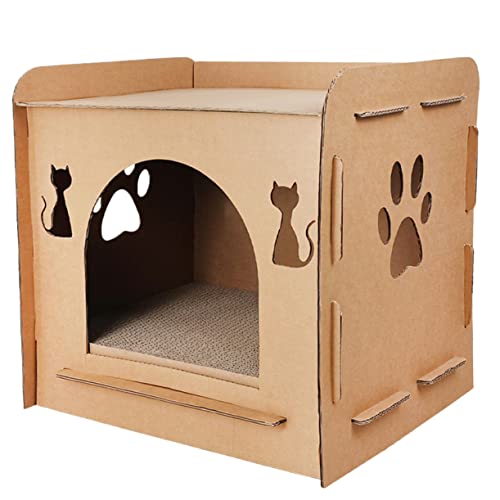 Happyyami Wellpappe-Kratzbaum für Katzen Katzenbett Würfel Katzenhütte Katzenkratzhaus kratzbäume für Katzen katzenmöbel cat Furniture Katzenkratzer aus Pappe Katze kratzt Pappe Wellpapier von Happyyami