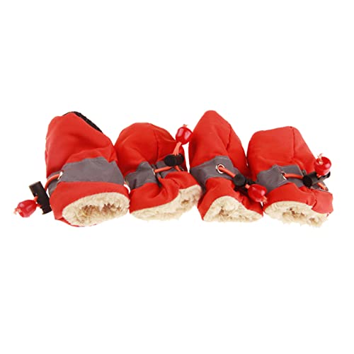 Happyyami Winterschuhe für Hunde Winterschuhe für welpen Welpensocken Hundegriff hundeschuhe Hunde Stiefel warme Haustierschuhe rutschfest Welpenschuhe Pfote Regenstiefel rot von Happyyami