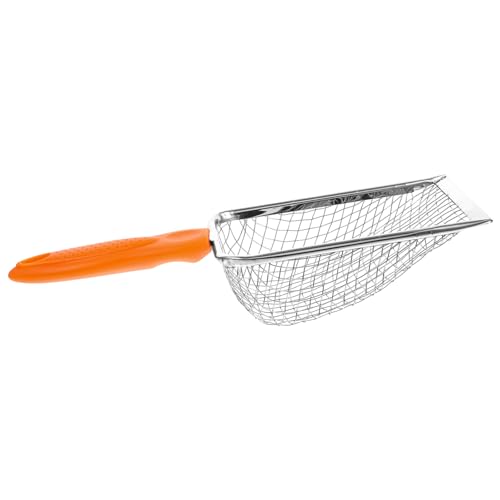 Happyyami Wurfsieb katzenklo zubehör cat Litter Shovel Tierkäfig Reinigungswerkzeug Katzenstreuschaufel Post Katzenminze Scoop Reptilienschmutz Siebschaufel Rostfreier Stahl Orange von Happyyami