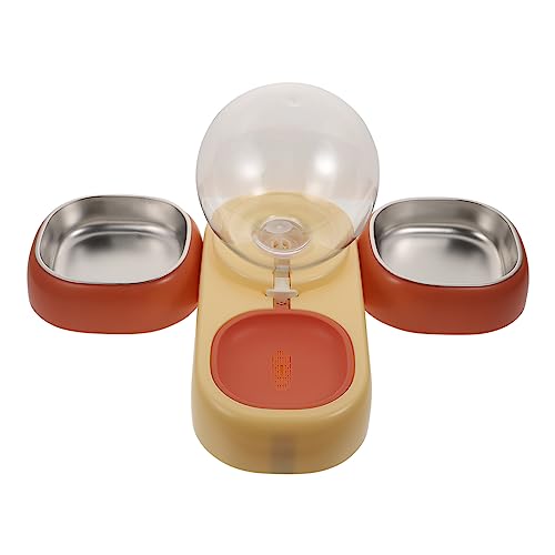 Happyyami Zubringer Futterautomaten Für Katzen Katzenbrunnen Automatische Zuführung Automatischer Wasserspender Für Hunde Wasserbrunnen Für Welpen Futterautomat Für Haustiere Orange Abs von Happyyami