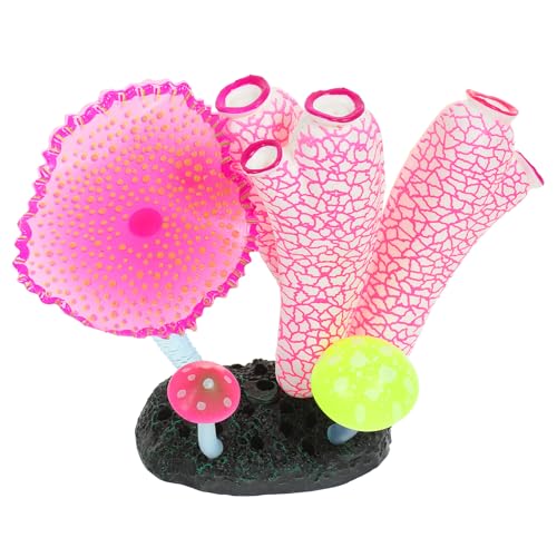 Happyyami gefälschte Fluoreszierende Koralle falsches Korallendekor LED Aquarium licht Ornamente Rot aquariumpflanzen aquarienpflanzen leuchtende Korallenfiguren Simulation Koralle Kieselgel von Happyyami