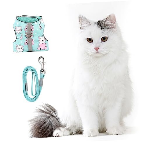 Haustier Katzengeschirr Hundegeschirr Haustiergeschirr, Leine Katzengeschirr für den Außenbereich katzenbedarf cat Leash Leuchtendes Katzengeschirr Weste aus Katzennetz Polyester Happyyami von Happyyami