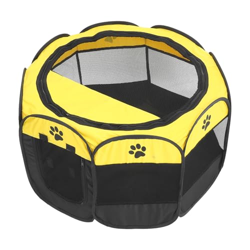 Haustierbett haustierzelt hundebett Hundegehege hundezelt hundekäfig Katzenhaus Indoor-Hundelaufstall Reise Laufstall tragbarer Laufstall Spielgehege für Katzen Oxford-Stoff Yellow Happyyami von Happyyami