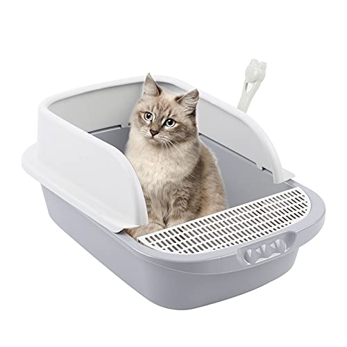 HarBin-Star Katzentoilette, Katzenklo Ohne Deckel Extra Hohe Katzentoilette Offene Katzenklo Groß mit Streuschaufel und Hygiene-Behälter 30 x 45 x 18cm von HarBin-Star