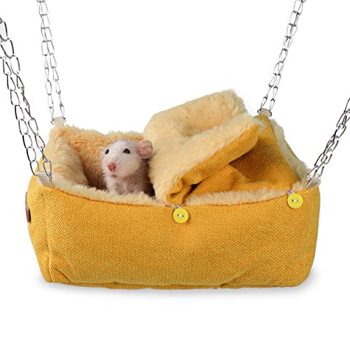 Meerschweinchen-Versteck, Rattenkäfig-Zubehör Hängemattenbetten, Hamster, warmes Schlafnestbett, Meerschweinchen-Fleece-Versteck für Zuckergleiter und andere Kleintiere (Gelb) von HardcorePet