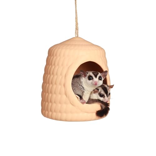 Rattennest Keramik Versteck Zuckergleiter Hängender Schlafsack Hängematte Geeignet für Hamster, Eichhörnchen, Syrische Hamster, Vogellebensraum Sommer Ruheplatz (Orange) von HardcorePet