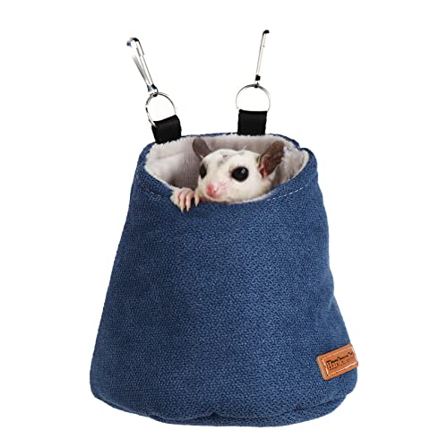 Sugar Glider Betttasche für Käfig, Schlafnestbett, warme Tasche für Käfigzubehör, Zuckergleiter Hängemattenbeutel Sack Schaukel Hängebett Bettwäsche (blau) von HardcorePet