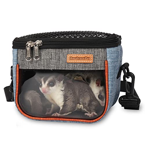 Sugar Glider Tragetasche, transparent, atmungsaktiv, Reisetasche für Hamster, Gecko, Baby-Igel, Transporttasche mit atmungsaktivem Netzoberteil (blau) von HardcorePet