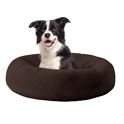 Hardy Buddy Donut-Hundebett, Katzenbett, ultraweiches Kunstfell, Plüsch, Donut-Kuddler mit rutschfester Unterseite (23/30/36) von Hardy Buddy