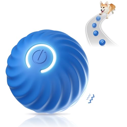 Hundespielzeug-Ball, Interaktives Hunde Ball Spielzeug,Robuster selbstrollender Ball,Interaktives Hunde Ball Spielzeug für langeweile drinnen draußen, Hundespielzeugball (blau) von Harewu