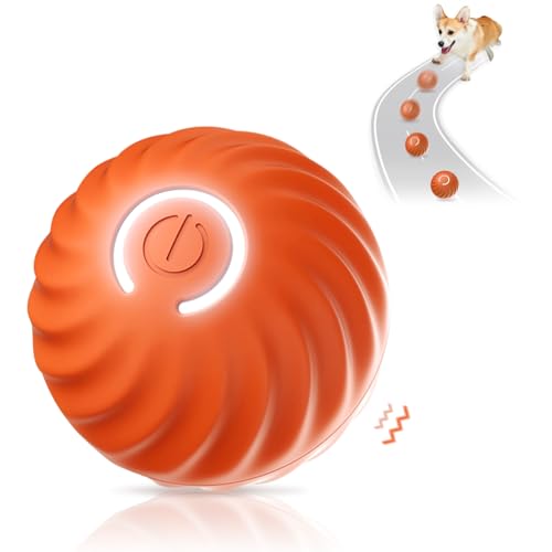 Hundespielzeug-Ball, Interaktives Hunde Ball Spielzeug,Robuster selbstrollender Ball,Interaktives Hunde Ball Spielzeug für langeweile drinnen draußen, Hundespielzeugball (orange) von Harewu