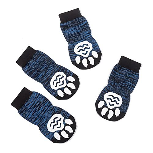 Harfkoko Indoor Anti-Rutsch Socken für Hunde und Katzen - 8 Größen von S bis 5XL für kleine-riesige Tiere - Pfotenschutz und Traktion Dank Silikon-Gel-Schwarz Blau-4XL von Harfkoko
