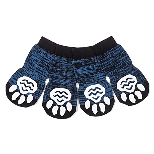 Harfkoko Indoor Anti-Rutsch Socken für Hunde und Katzen - 8 Größen von S bis 5XL für kleine-riesige Tiere - Pfotenschutz und Traktion Dank Silikon-Gel-Schwarz Blau-5XL von Harfkoko