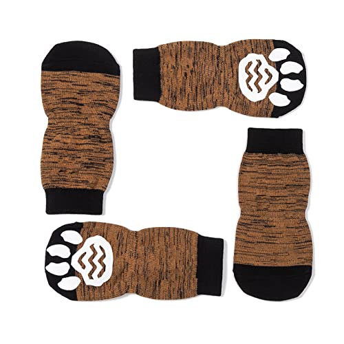 Harfkoko Indoor Anti-Rutsch Socken für Hunde und Katzen - 8 Größen von S bis 5XL für kleine-riesige Tiere - Pfotenschutz und Traktion Dank Silikon-Gel-Schwarz Gelb-2XL von Harfkoko