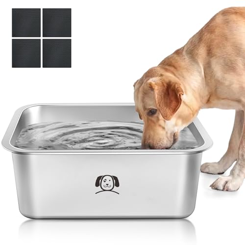 Großer Wassernapf für Hunde, Edelstahl, Metall-Hundenäpfe für große Rassen, Indoor- und Outdoor-Hundenapf für große und riesige Hunde (3 Gallonen: 35,6 x 27,7 x 15,2 cm) von Harhana