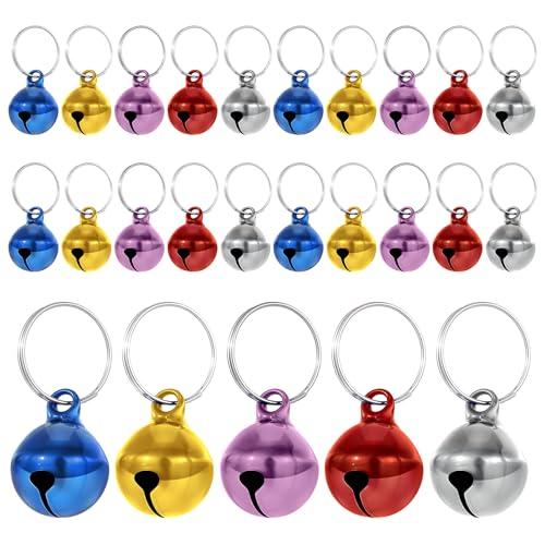 14 mm Glöckchen zum Basteln, 25 Stück Metallglöckchen Bunt, Katzenglocken mit Schlüsselring, Trainings Glöckchen, Halsband Anhänger Haustierzubehör für Handwerk, Schmuck, Festival Dekoration 14 mm Glöckchen zum Basteln, 25 Stück Metallglöckchen Bunt, Katzenglocken mit Schlüsselring, Trainings Glöckchen, Halsband Anhänger Haustierzubehör für Handwerk, Schmuck, Festival Dekoration von Hariendny