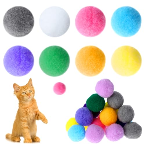 50 Stück Filzbälle für Katzen 2,5cm Pompoms Bälle Katzenspielzeug Bunte Pom Poms Weiche Plüsch Katzenbälle Indoor Katze Interaktive Pom Poms DIY Kreative Handwerk Kleine Pom Poms (Mehrfarbig) von Hariendny