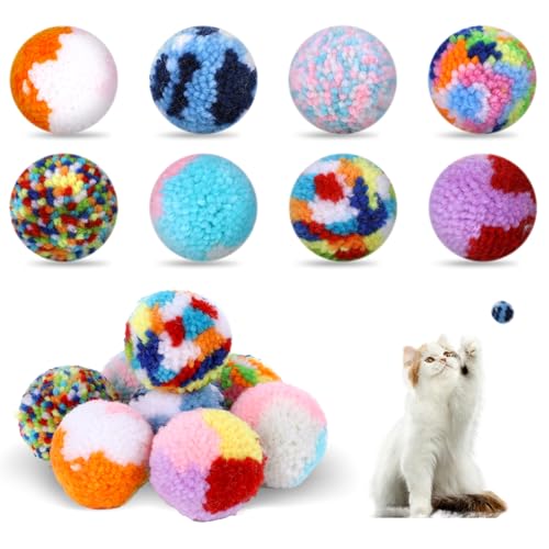 8 Stück Katzenspielzeug Bälle, 5cm Bunte Katzen Pom Pom Bälle, Interaktives Katzenspielzeug Ball, weicher Katzenball, Kätzchen Spielen Sport Chase Spielzeugball, Katzen interaktiver Spielball von Hariendny