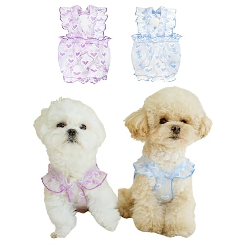 Harikaji 2-teiliges kleines Hundekleid-Set, süßer Rock für kleine Hunde, Hunde-Sommerkleid, Herzkleid für den Sommer, Größe L von Harikaji