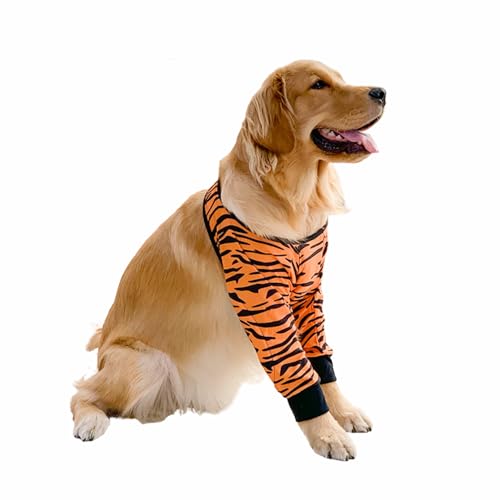 Harikaji Ellenbogenschutz für Hunde, langärmelig, zur Verhinderung von Lecken von Wunden, Ellenbogenbandagen mit Netzpolster für mittelgroße und große Hunde (Tiger, 3XL) von Harikaji