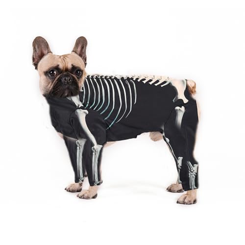 Harikaji Halloween-Hundekostüm, Hunde-Overall, Halloween-Skelett-Kostüm, Cosplay-Sweatshirt, lustige Kleidung für kleine, mittelgroße Hunde und Katzen, Größe L von Harikaji