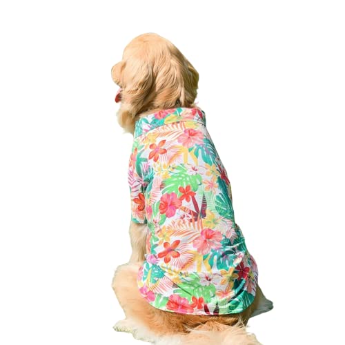 Harikaji Hawaii-Hemd für Hunde, Sommerkleidung, für große Hunde, cooles Kostüm, Strand-T-Shirt für mittelgroße und große Hunde, Rot, Größe 5XL von Harikaji